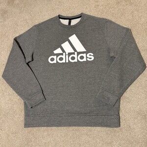 Adidas Golf Mens Crewneck Sweatshirt Gray Pullover Long Sleeve Logo Fleece